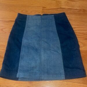 two-toned free people mini jean skirt size 0 blue